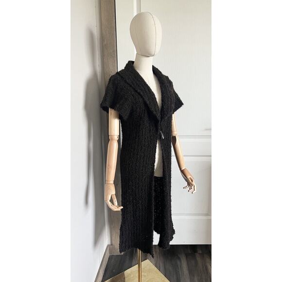 Tabask Handmade Peruvian Alpaca Wool Blend Knit Brown Long Cardigan Sweater Sz S - Picture 7 of 16